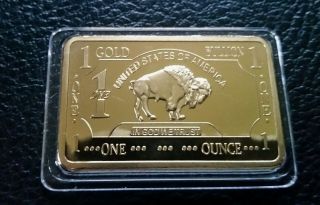 1 Oz 100 Millls.  999 Fine Gold Buffalo Bar Fine Bullion Christmas photo