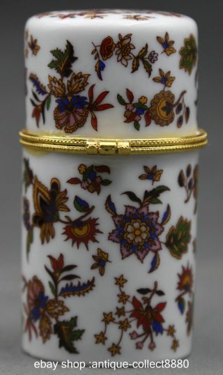 80mm Chinese Colour Porcelain Red Blue Yellow Flower Leaf Cylindrical Coccoloba photo