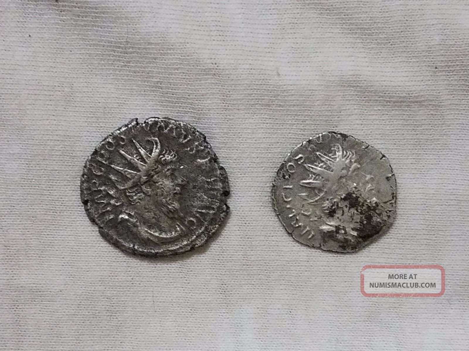 Two (2) Postumus Ar Antoninianus Moneta & Hercules Coins: Ancient photo