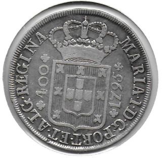Portugal 1795 Maria I 400 Reis Silver Coin Km - 288 Toned Vf photo