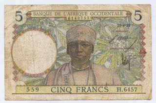 French West Africa,  5 Francs,  27 - 04 - 1943 photo