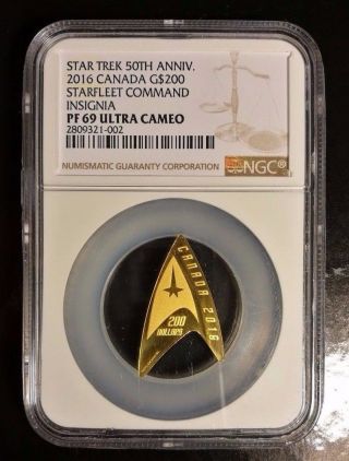 The Delta Coin: 2016 Canada $200 Star Trek™ 99.  99 Pure Gold Coin Ngc Pf69 photo
