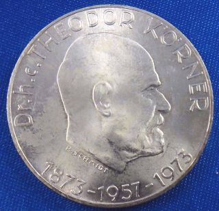 1973 Austria 50 Schilling Silver Coin Brilliant Uncirculated Bu Theodor Korner photo