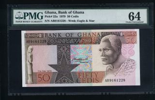 1979 Ghana Bank P 22a Pmg 64 Choice Unc Sn Ab 9161228 photo