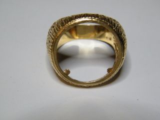 Solid 14k Gold Men ' S Ring Custom Made To Hold A $5 Gold Indian Half Eagle photo