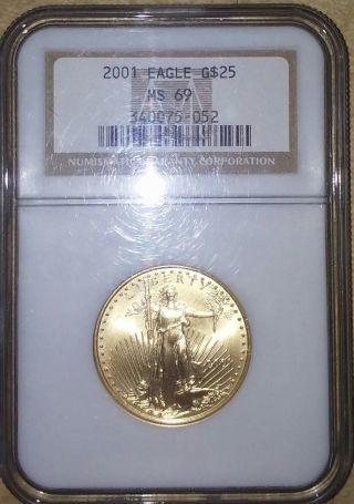 2001 $25 Half Oz Gold American Eagle Pcgs Ms69 photo