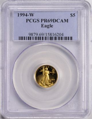 1994 - W $5 American Proof Gold Eagle 1/10 Oz Pcgs Pr69 Dcam photo