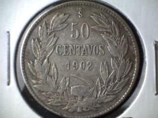 1902 Chile 50 Centavos Km 160 photo