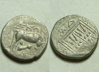 Dyrrhachium - Illyria/genuine Ancient Greek Silver Coin/cow/calf/zenon Damenos/229 photo