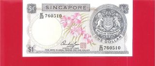 Singapore P1d - $1 1972 Orchid Uncirculated photo