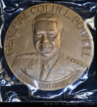 1991 Us Medal General Colin Powell 76mm Bronze Plastic photo