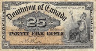 Canada 25 Cents 1.  2.  1900 P 9b Circulated Banknote photo