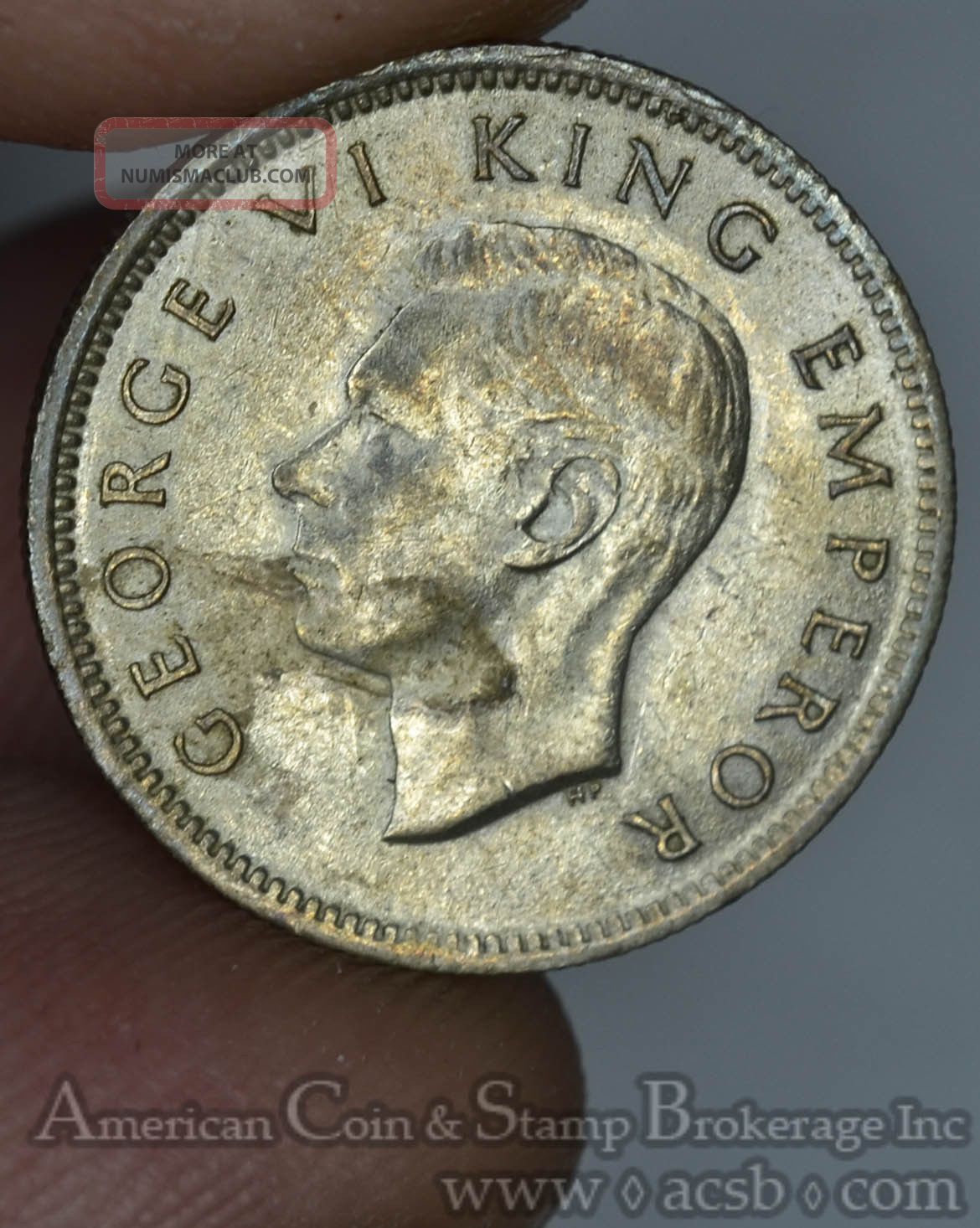 Zealand 6 Pence 1942 Au/unc Silver Km 8 6p George Vi Huia Bird Key Date Australia & Oceania photo