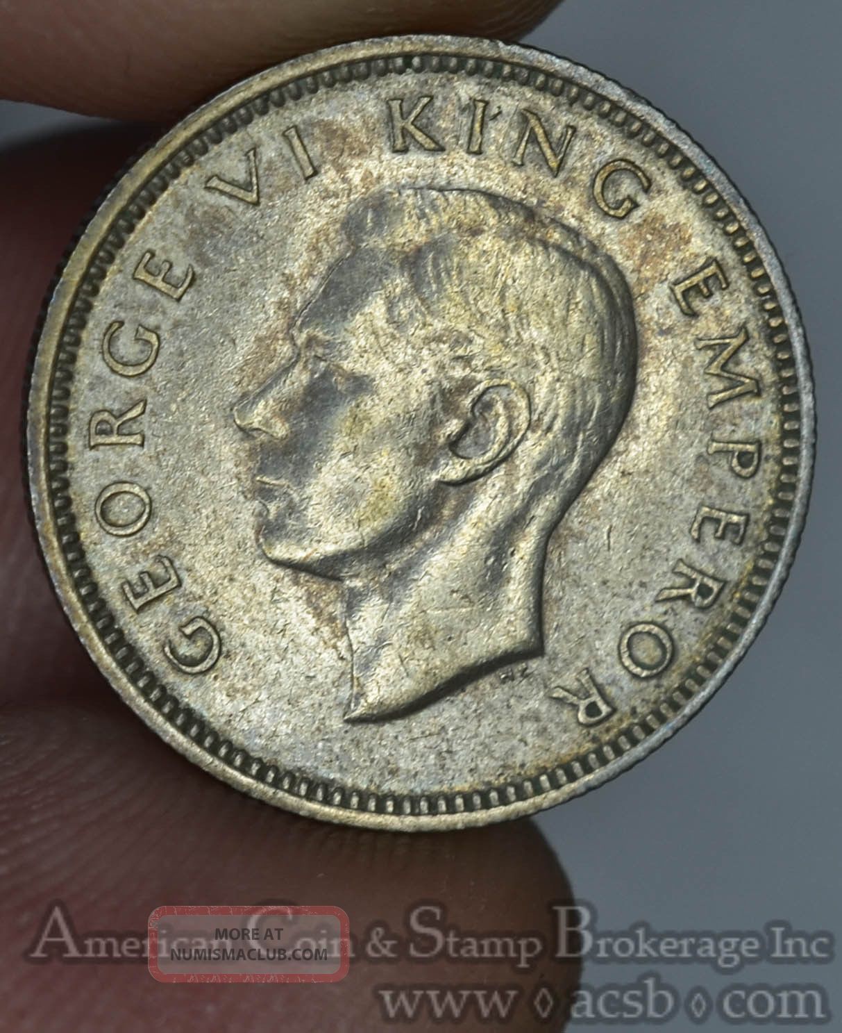 Zealand 6 Pence 1941 Au,  Silver Km 8 6p George Vi Huia Bird Key Date Australia & Oceania photo