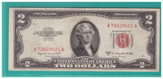 1953b $2 Dollar Bill Old Us Note Legal Tender Paper Money Currency Red Seal D879 photo