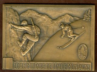 Undated French Medal For The High Mountain Military School,  By Paris photo