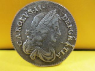 Great Britain 1677 Silver 3 Pence - Charles 2nd - Strike - photo