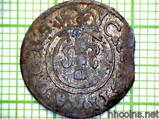 Livonia Swedish Occupation Christina 1653 Solidus,  Silver Small Coin photo