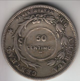1923 Costa Rica Silver 50 Centimos Counterstamped Over 1889 25 Centimos,  Km - 159 photo