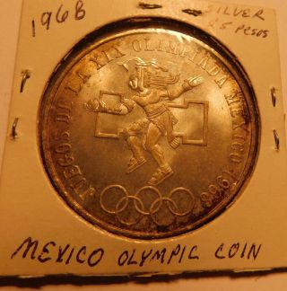 1968 Mexico 25 Pesos Olympic Games Commemorative Unc.  720 Silver Coin photo
