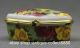 57mm China Colour Porcelain Beauteous Reddish Yellow Flower Foliage Jewelry Box Coins: Ancient photo 1
