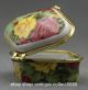 57mm China Colour Porcelain Beauteous Reddish Yellow Flower Foliage Jewelry Box Coins: Ancient photo 5