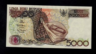 Indonesia 5000 Rupiah 1992/1994 Jph Pick 130c Au - Unc Banknote. photo