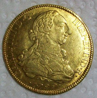 1799 So - Da Chile Carlos Iv Gold 8 Escudos L@@k photo