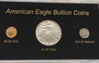 Eagle Bullion Gold - Silver - Platinum Group - - $5 Gold - $1 Silver - $10 Platinum, photo