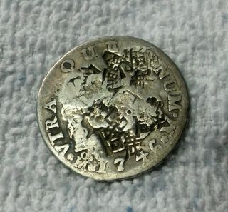 Unique Chop - Marked 1746 Mo Mexico 2 Reales Silver Coin Km 85 photo