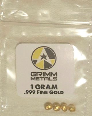 1 Gram.  999 Fine 24k Gold Shot - Grimm Metals photo