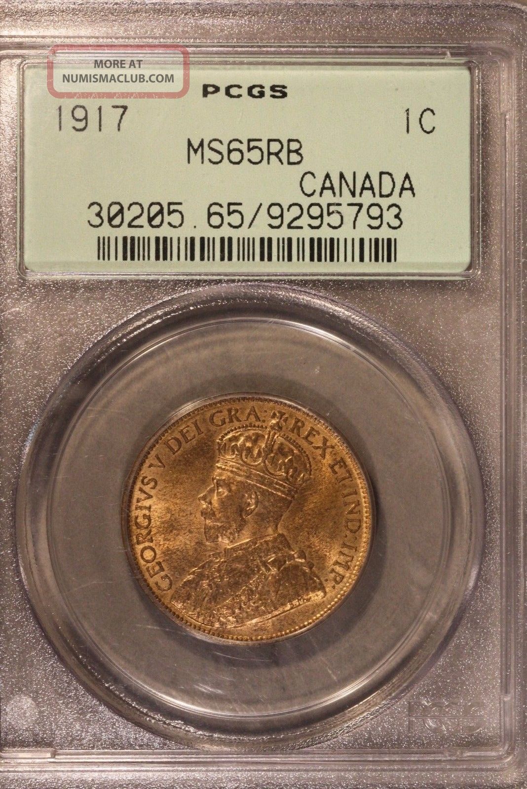 1917 Canada Large Cent Pcgs Ms65rb U.  S. Coins: Canada photo