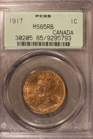 1917 Canada Large Cent Pcgs Ms65rb U.  S. photo