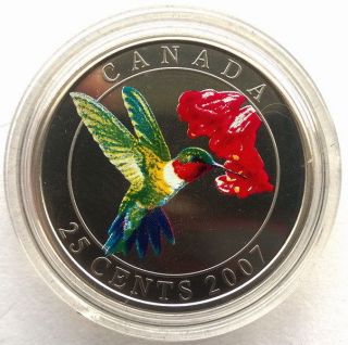 Canada 2007 Ruby - Throated Hummingbird 25 Cents Colour Coin,  Bu photo