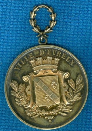 1896 French Silver Gilt Award Medal For The Alumni Association Of Evreux School photo