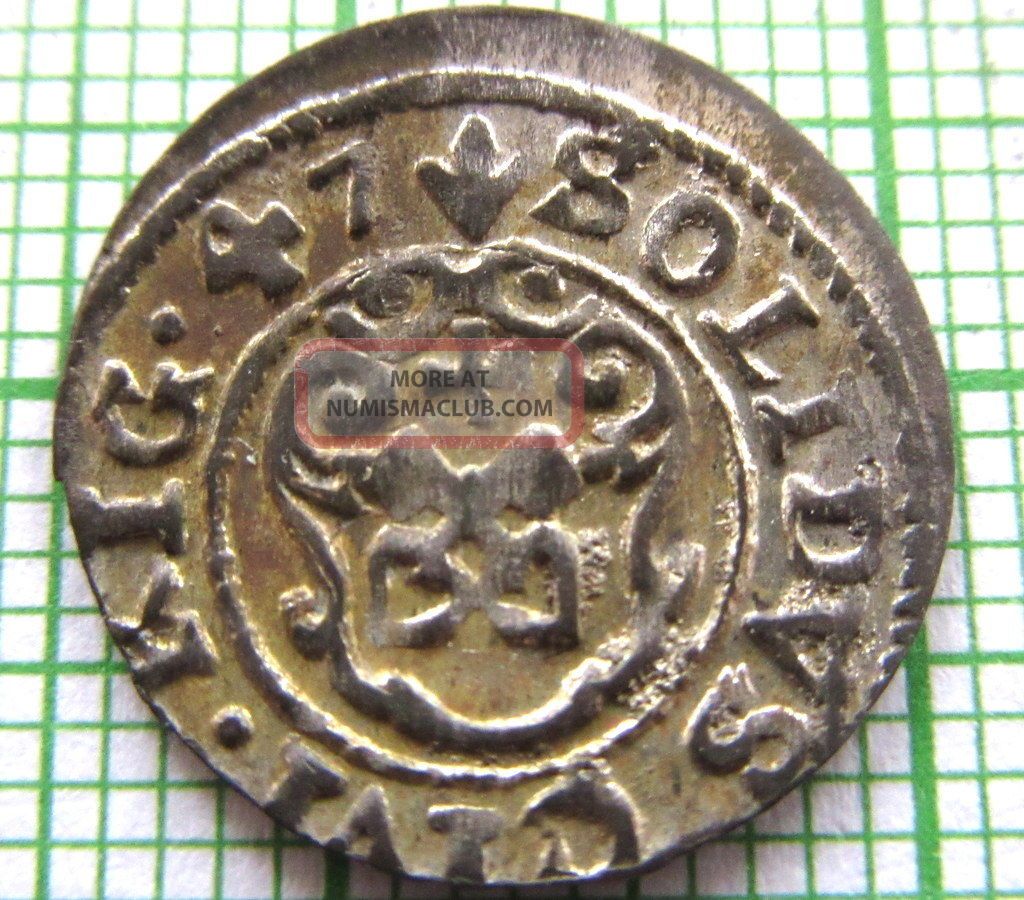 Livonia Riga Swedish Occupation Christina 1647 Solidus,  Silver Small Coin Coins: Medieval photo
