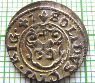 Livonia Riga Swedish Occupation Christina 1647 Solidus,  Silver Small Coin photo