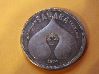 Rare 1 Troy Oz 999 Silver 1974 Sahara Casino Coin Bar Round photo