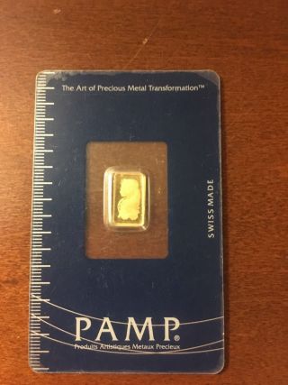 Pamp Suisse Swiss - Made 999.  9 Fine Gold 1 Gram Gold Bar photo