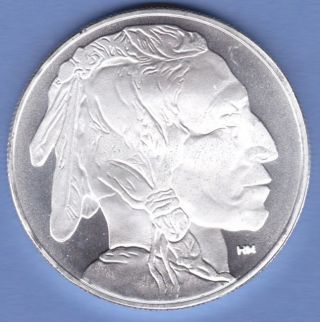 Silver Buffalo Indian Head Hm Silver Round 1oz 999 Fine Silver Us Troy Ounce Unc photo