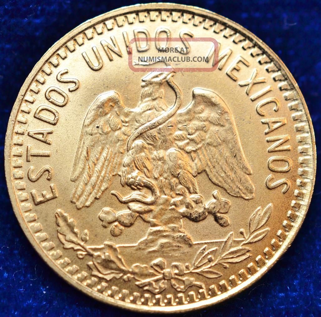 1955 Mexican 5 Peso Gold Coin Bu 1205 Oz Agw