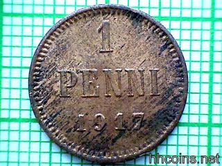 Finland Grand Duchy Nicholas Ii 1917 Penni Civil War Coinage Small Coin photo