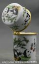 80mm Chinese Colour Porcelain Two Panda Bamboo Forest Cylindrical Coccoloba Coins: Ancient photo 2