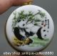 80mm Chinese Colour Porcelain Two Panda Bamboo Forest Cylindrical Coccoloba Coins: Ancient photo 3