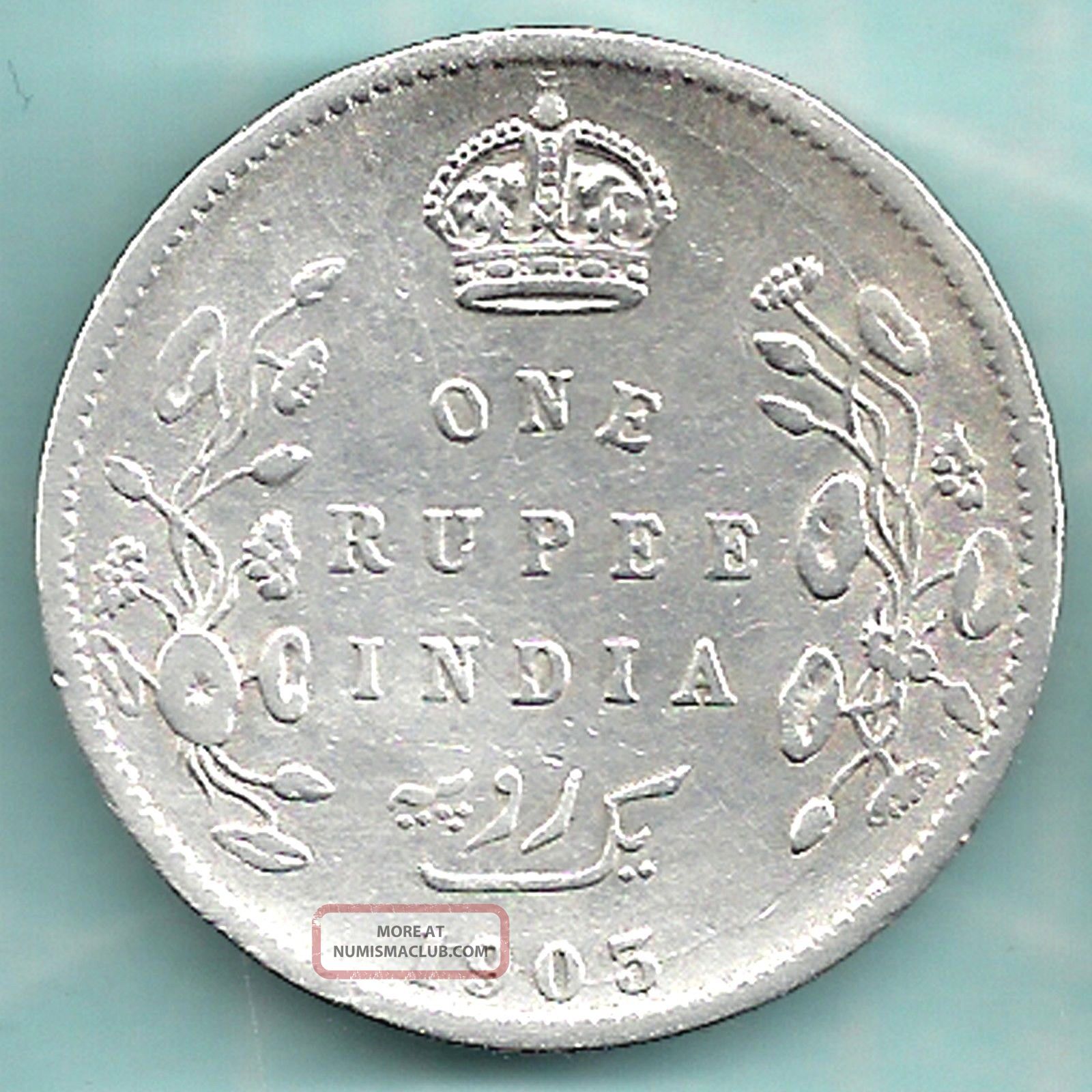 British India - 1903 - King Edward Vii - One Rupee - Rare Variety Silver Coin India photo
