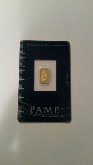 1 Gram Pamp Suisse.  9999 Fine Gold Bar Swiss photo