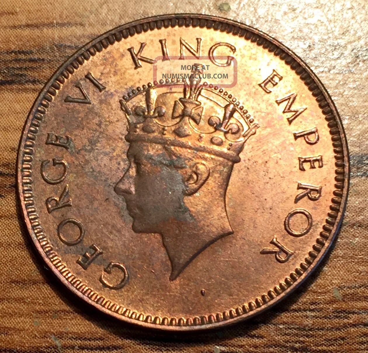 1939 Bombay British India One Quarter Anna King George Vi Coin Unc Red India photo