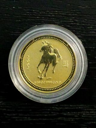 2002 Lunar Year Of The Horse 1/20oz Gold Australian Bullion Coin S1 photo