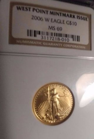 2006 - W Gold Eagle Ngc Ms69 1/4 Oz/ West Point Mintmark Issue 10 Buy Now Low Low photo