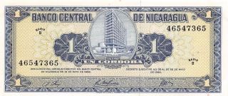 Nicaragua 1 Cordoba 25.  5.  1968 P 115 Series B Uncirculated Banknote Ns27 photo